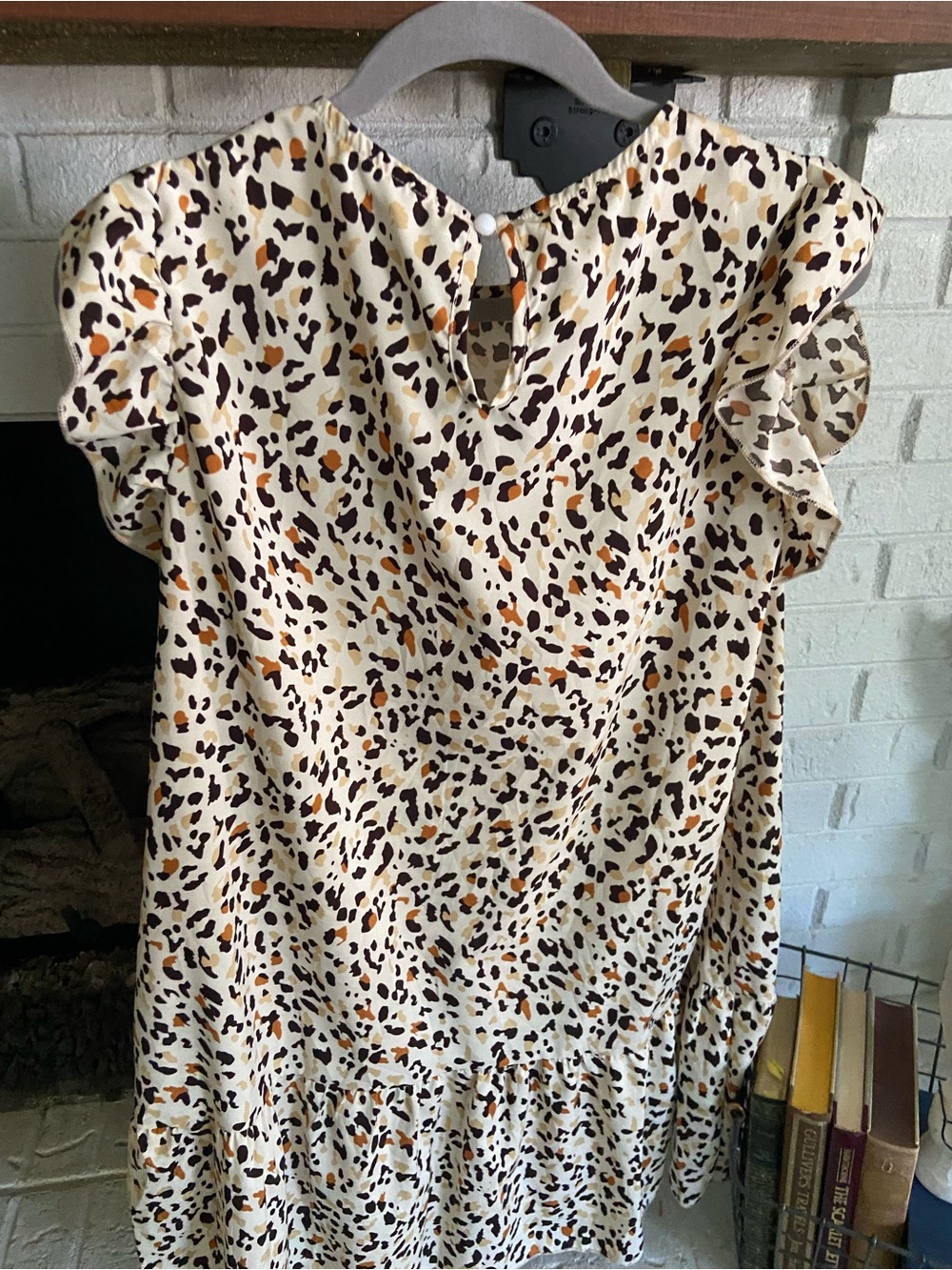 Ivory Leopard Print Ruffle Sleeve Dress - Picture 2 of 2